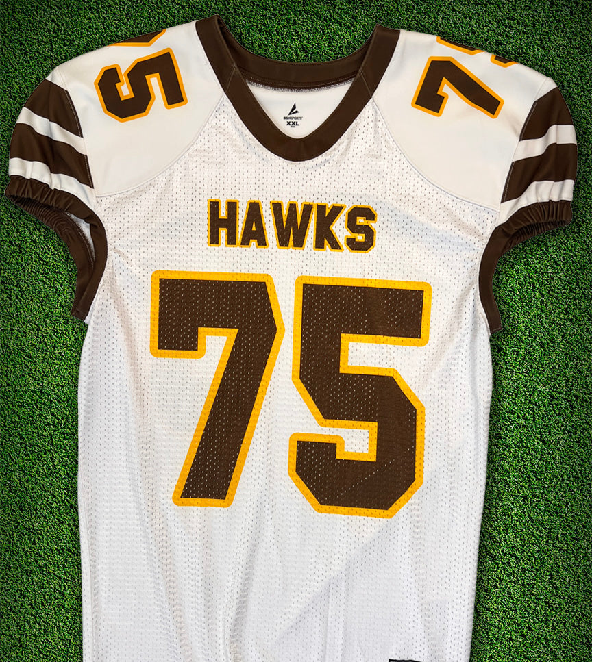 Mesh Screen Print White with Brown and Gold